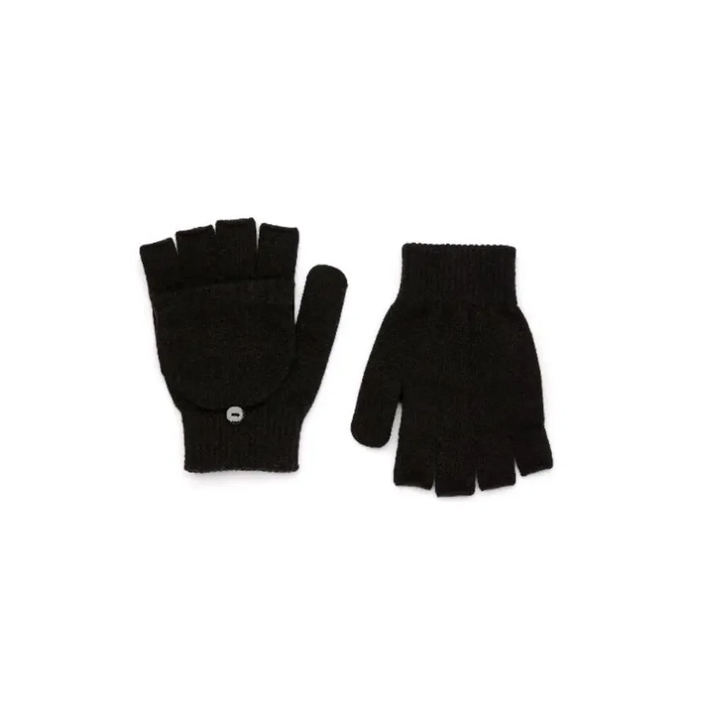 Time and Tru Women's Striped Beanie With Gloves, One Size Fits Most, Black Soot